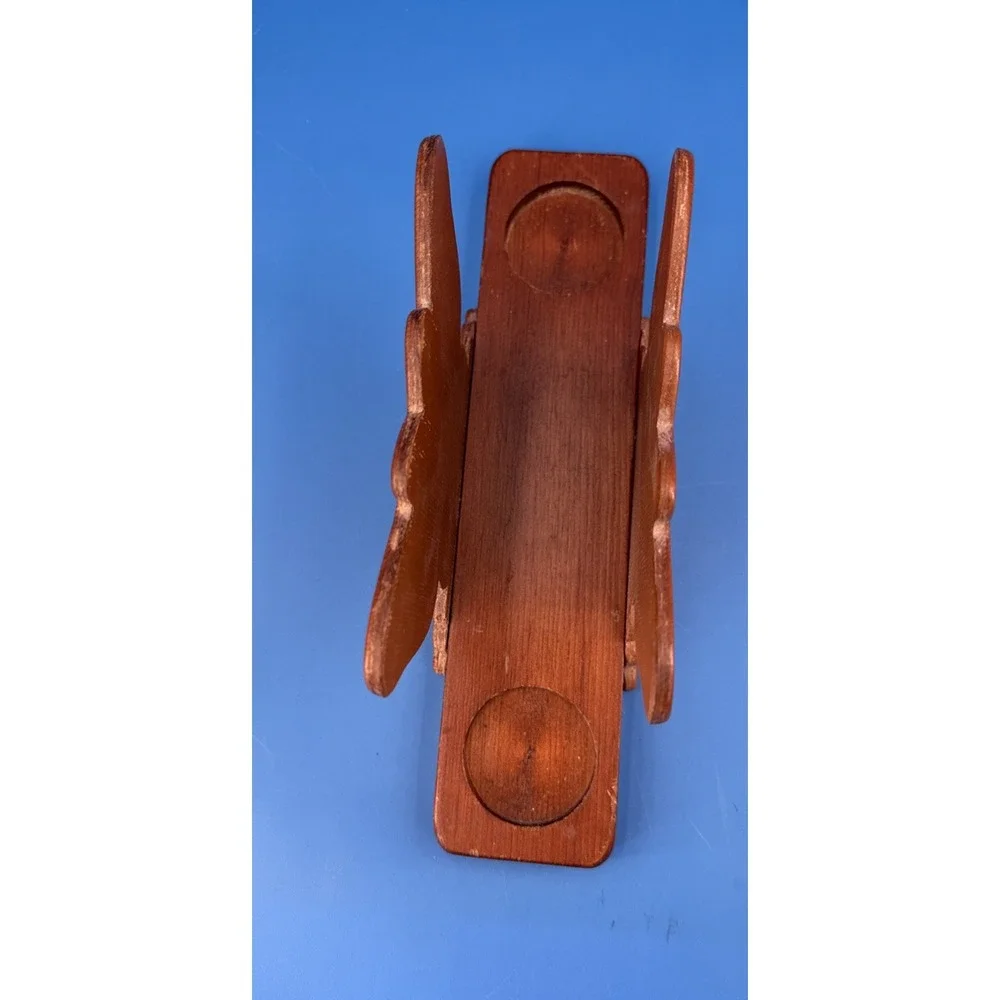Vintage MCM Wooden Butterfly Napkin and Salt & Pepper Shaker Holder No Shakers
